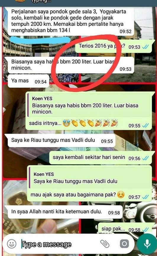 Screenshot testimoni pengguna MINICON, perjalanan Pondok Gede ke Yogyakarta dan Solo