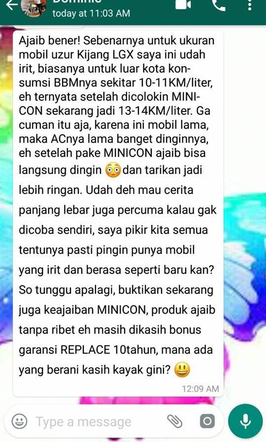 Screenshot testimoni pengguna MINICON, Kijang LGX